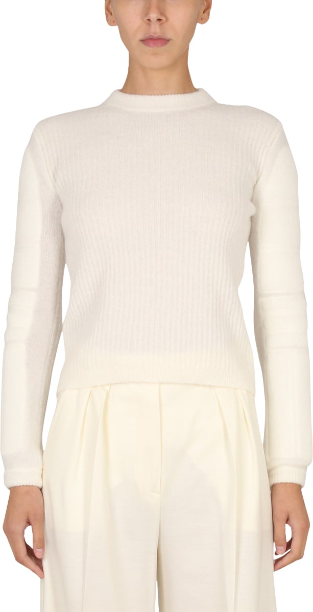 Max Mara Stretch Mohair Yarn Knit Sweater Neutraal