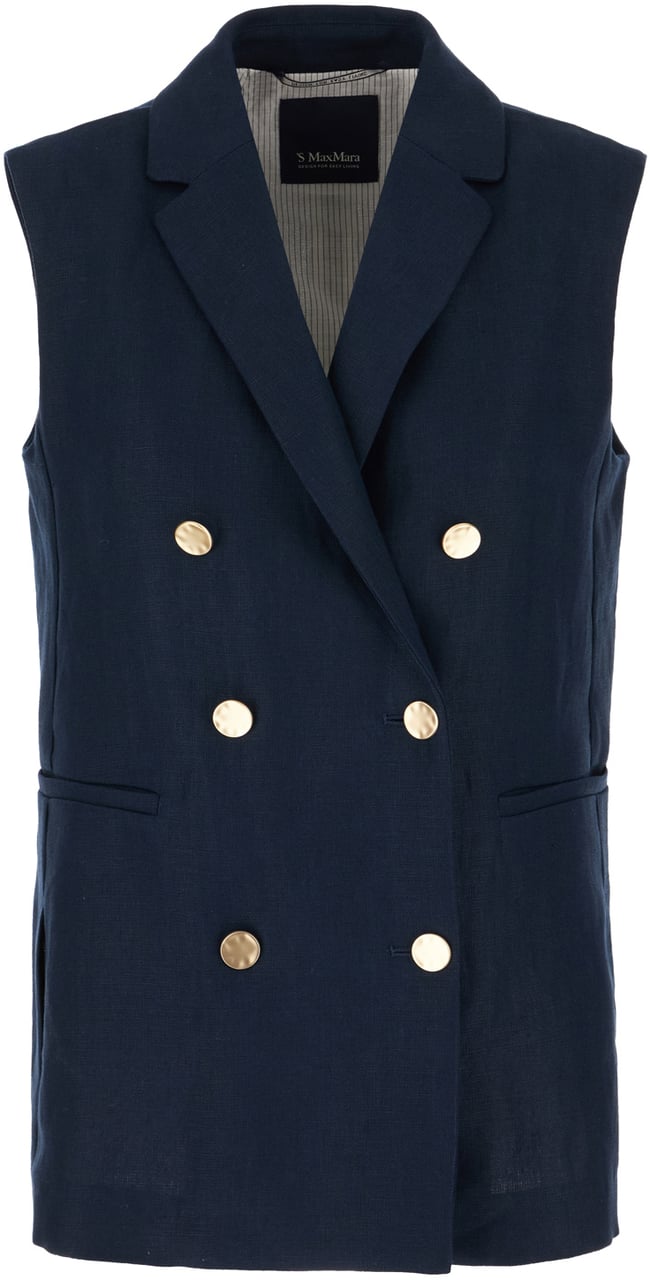 Max Mara Max Mara S Midnight blue linen vest Blauw