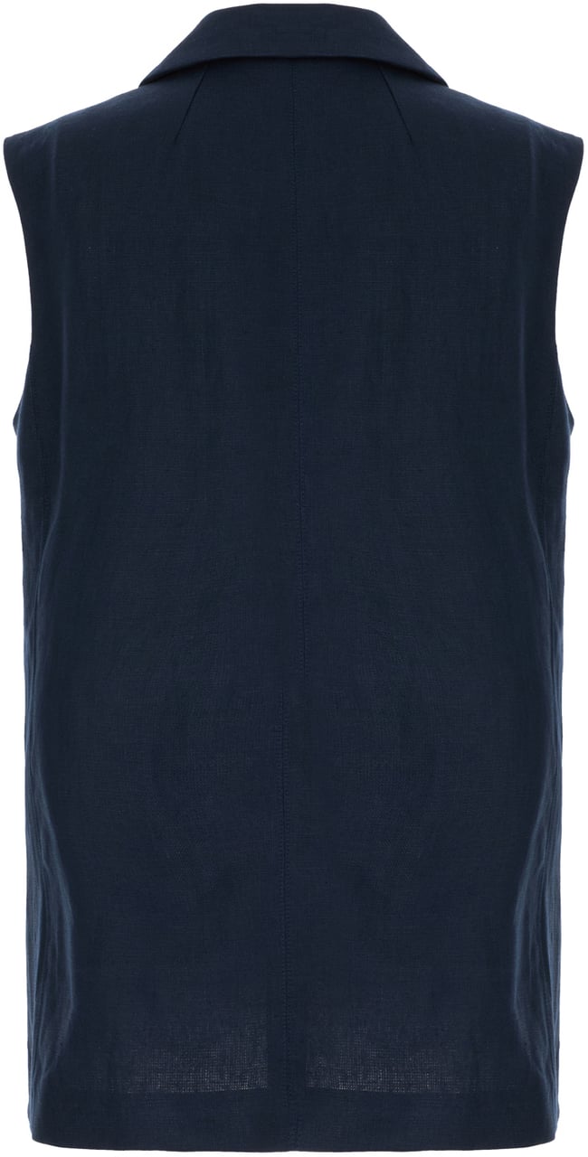 Max Mara Max Mara S Midnight blue linen vest Blauw