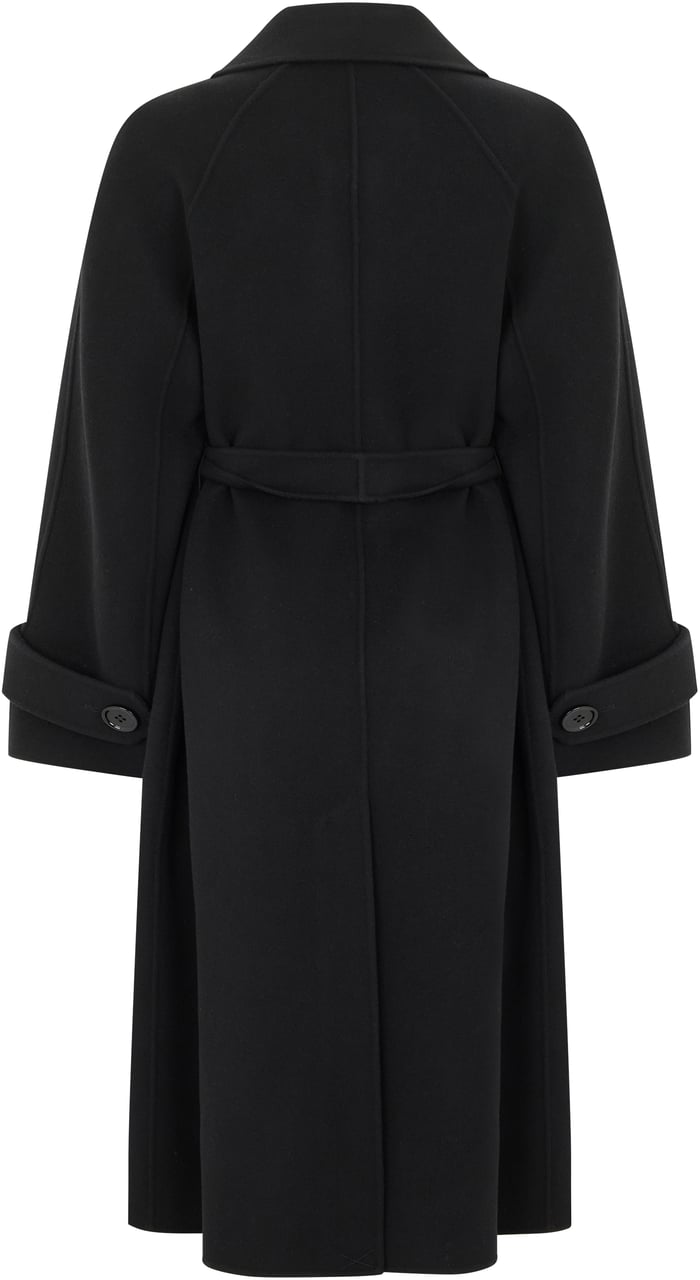 Max Mara Long black coat with belt Zwart