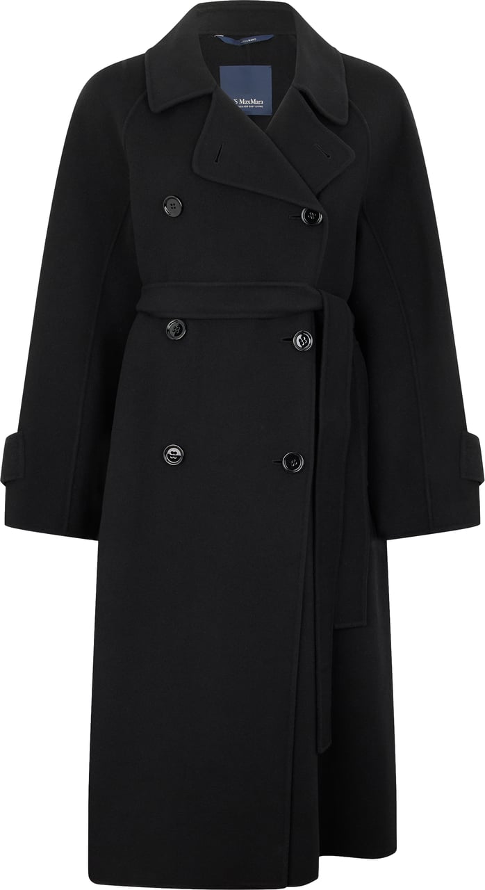 Max Mara Long black coat with belt Zwart