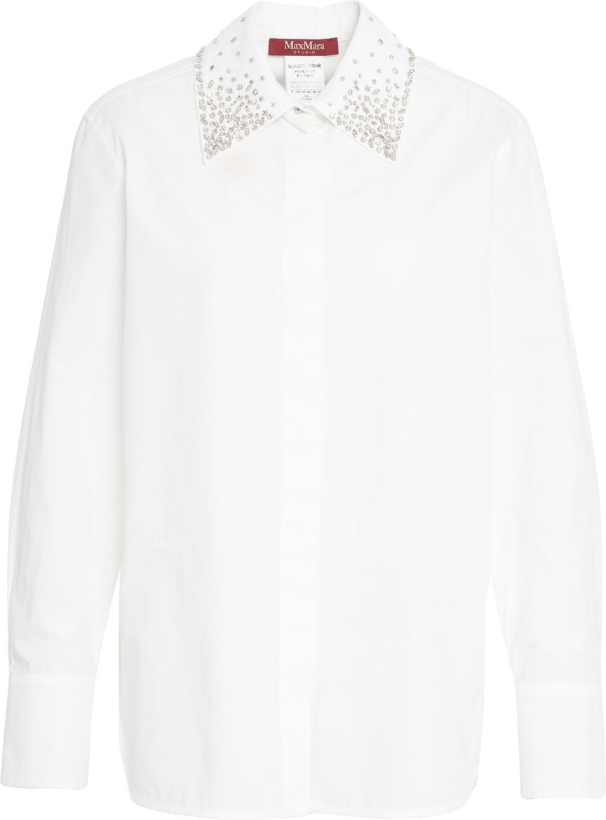 Max Mara Blouse with rhinestones 'Staffa' Wit