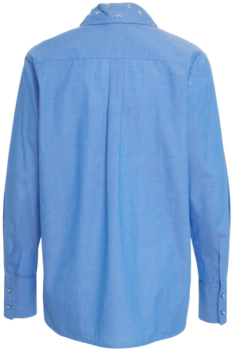 Max Mara Blusa con strass 'Staffa' Blauw