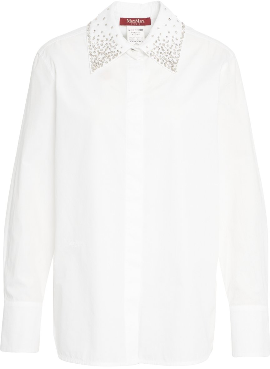 Max Mara Blusa con strass 'Staffa' Wit
