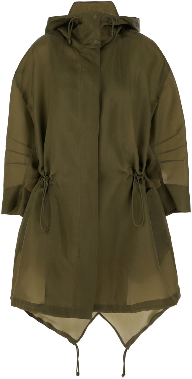 Max Mara Max Mara Military green organza oversize parka Groen