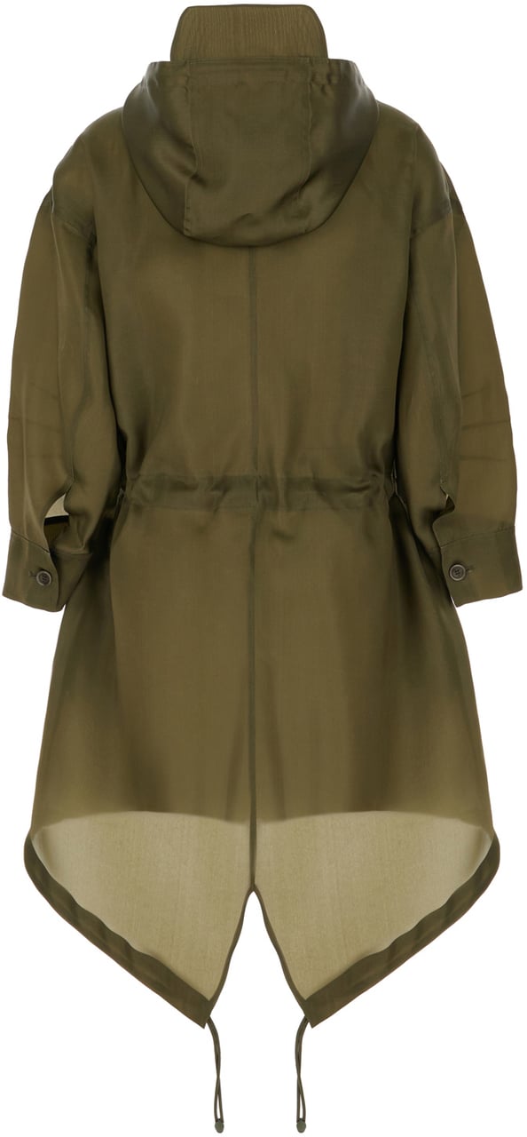 Max Mara Max Mara Military green organza oversize parka Groen