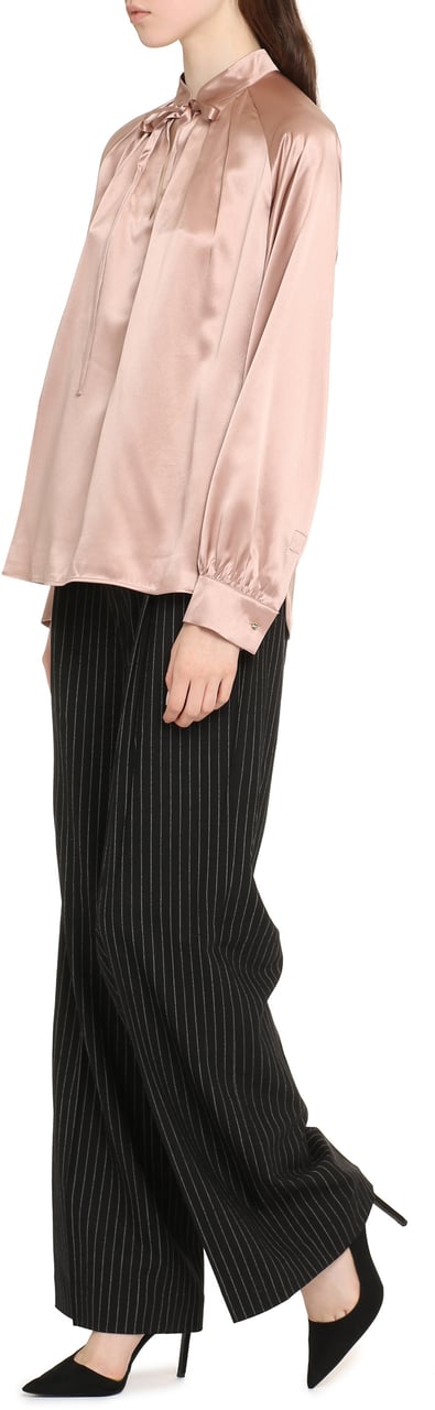 Max Mara Tamigi Silk blouse with bow Roze