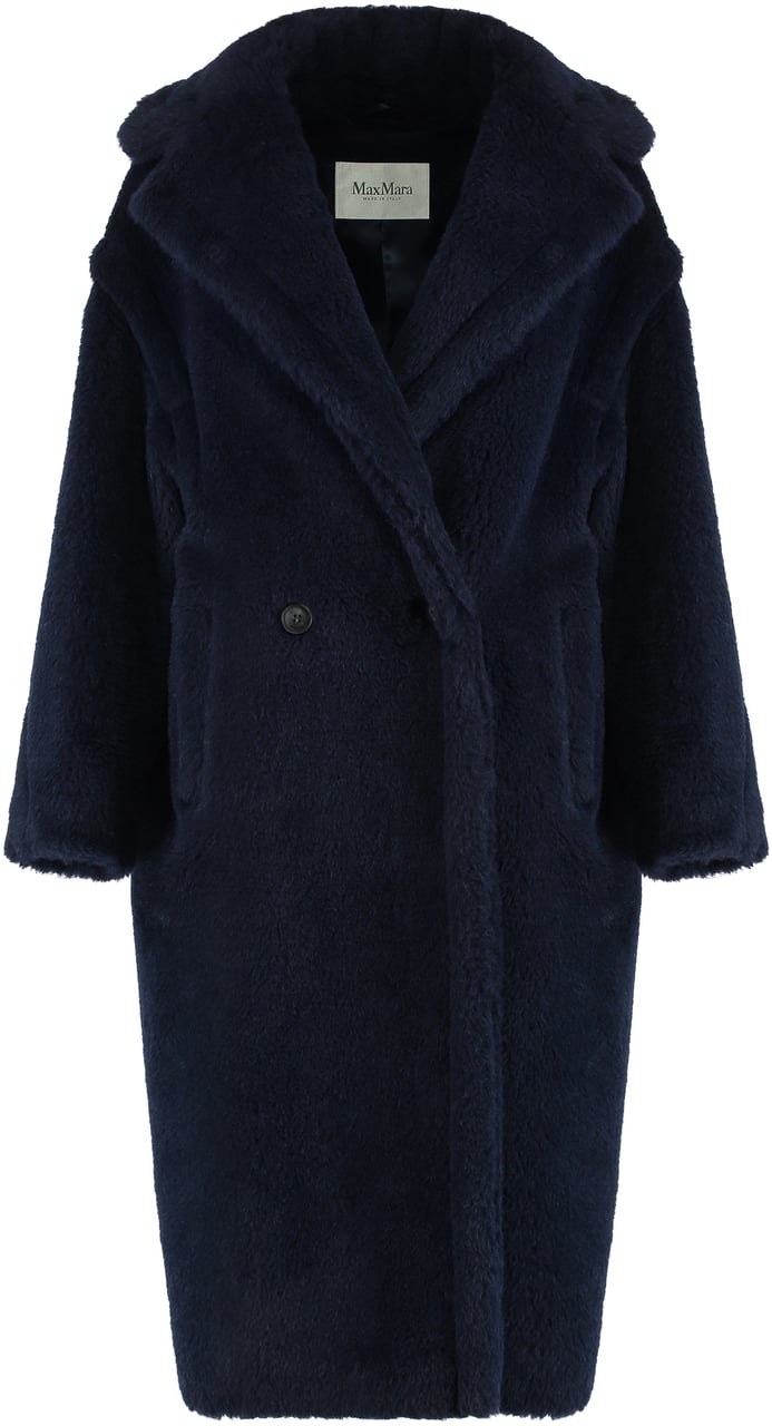 Max Mara Teddy Bear Icon Coat in alpaca and wool Blauw