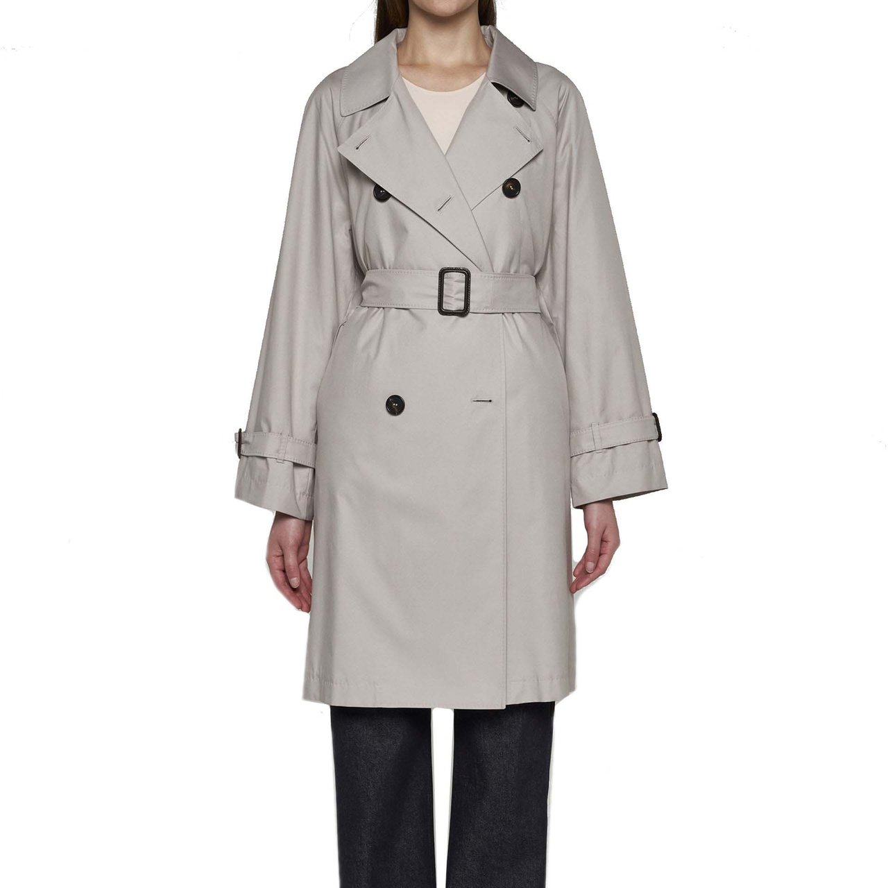 Max Mara Max Mara The Cube Blend Cotton Trench Coat Beige