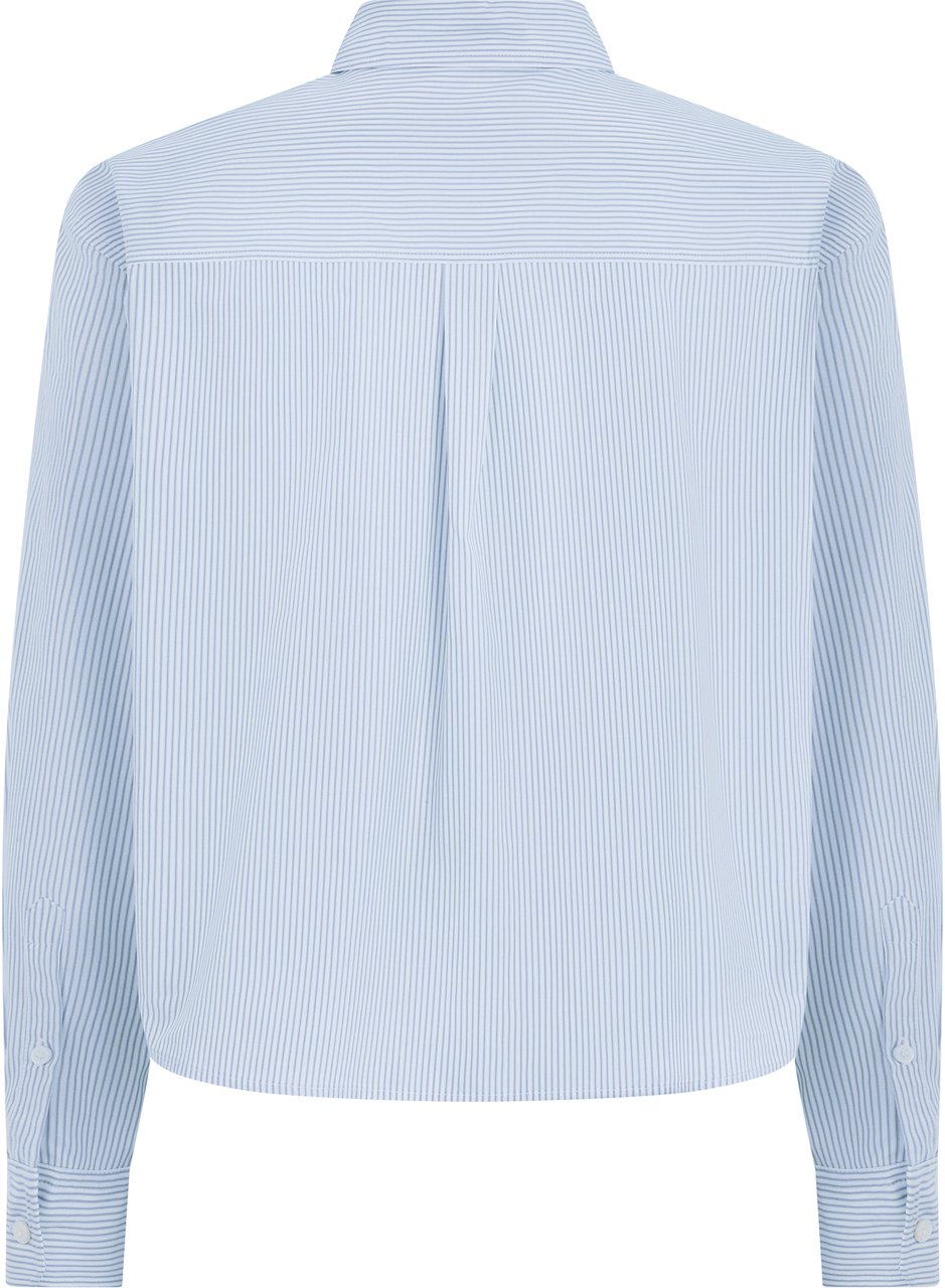 Max Mara Shirt in cotton poplin with stripes Lichtblauw