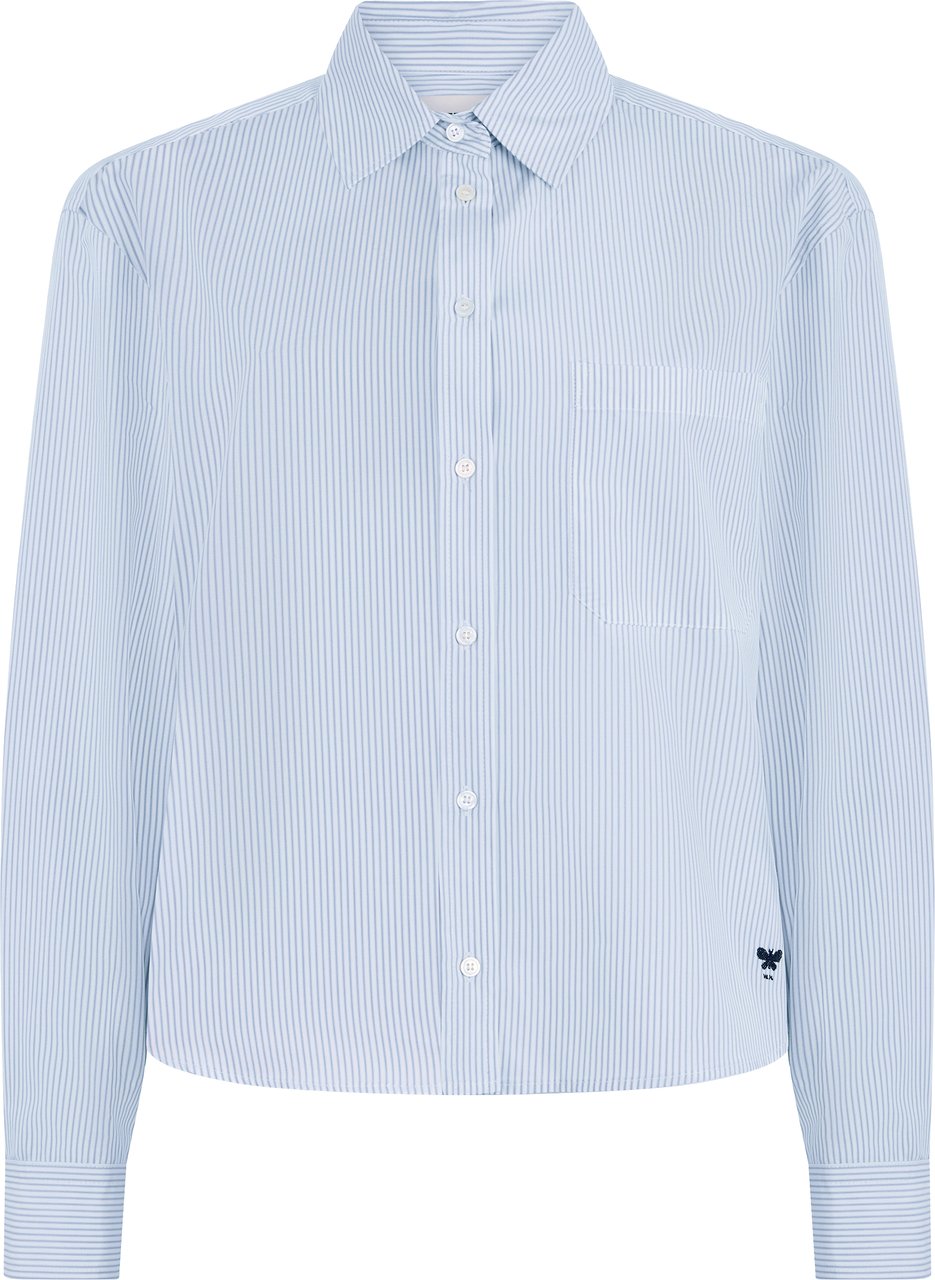 Max Mara Shirt in cotton poplin with stripes Lichtblauw