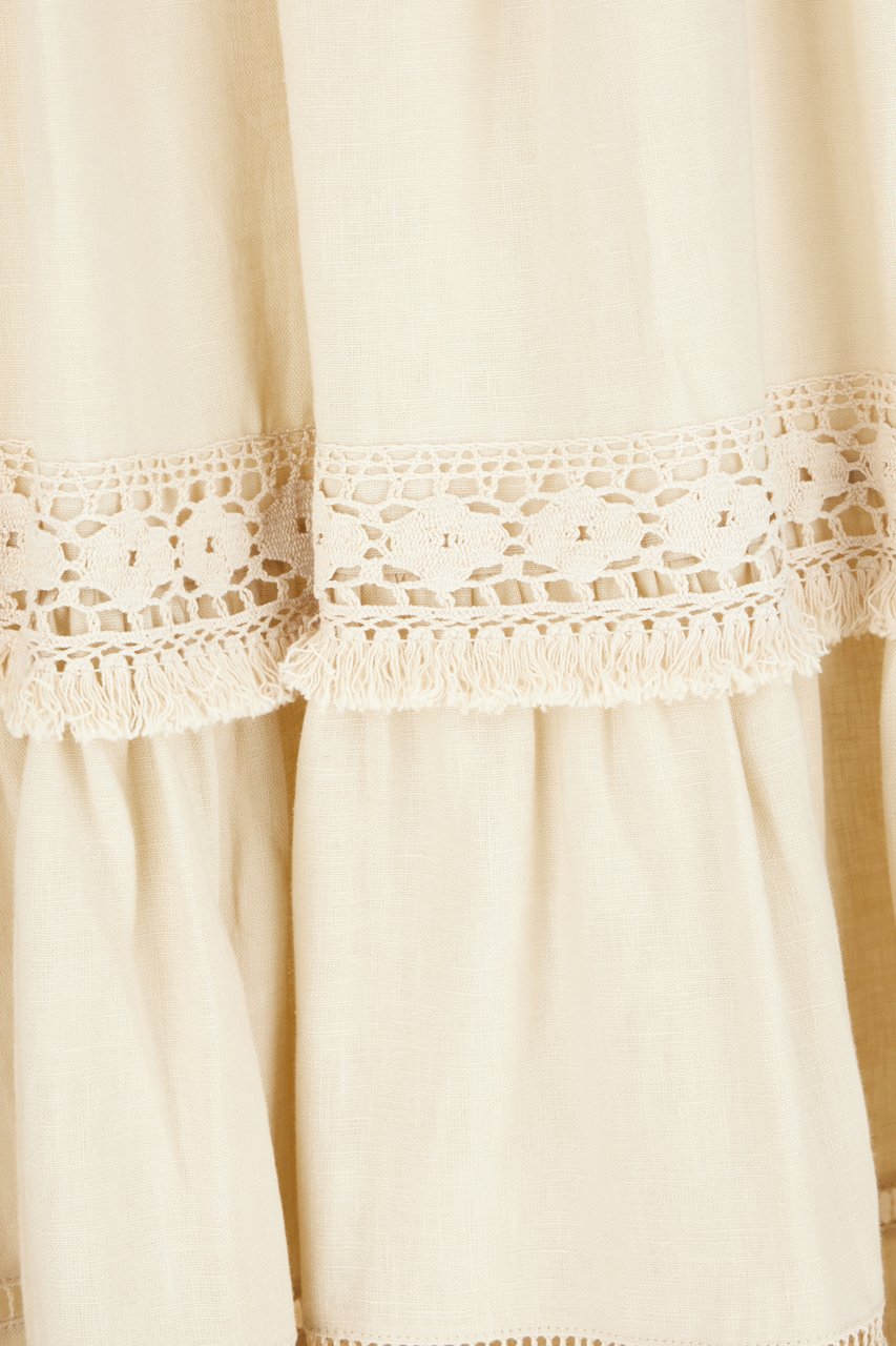 Max Mara Weekend Sand linen skirt Neutraal