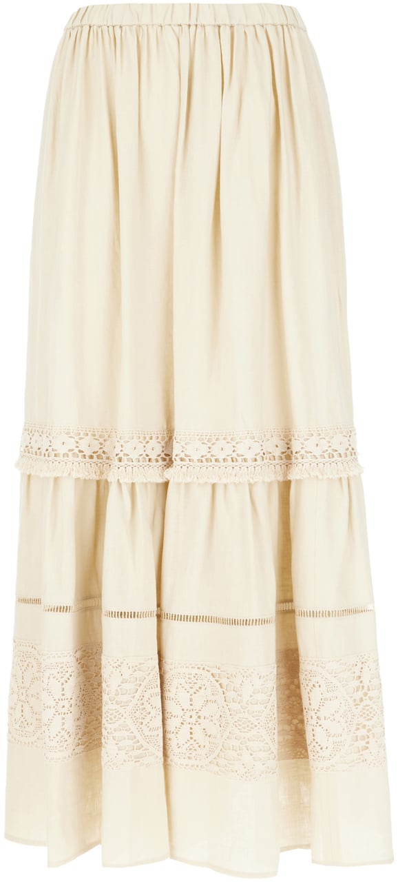 Max Mara Weekend Sand linen skirt Neutraal