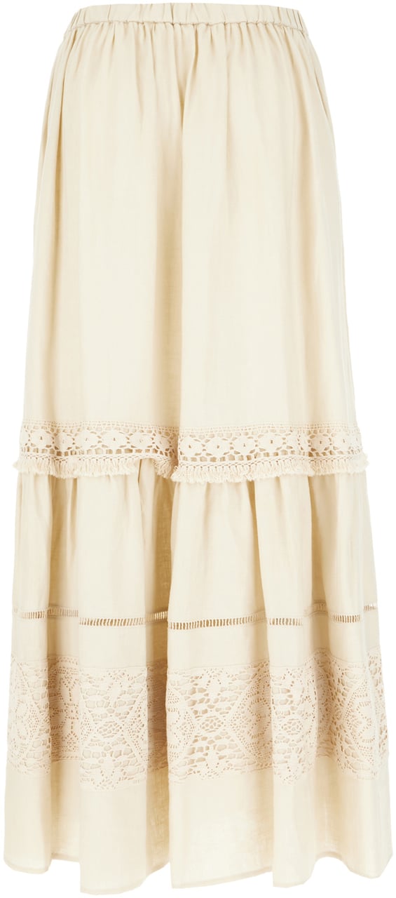 Max Mara Weekend Sand linen skirt Neutraal