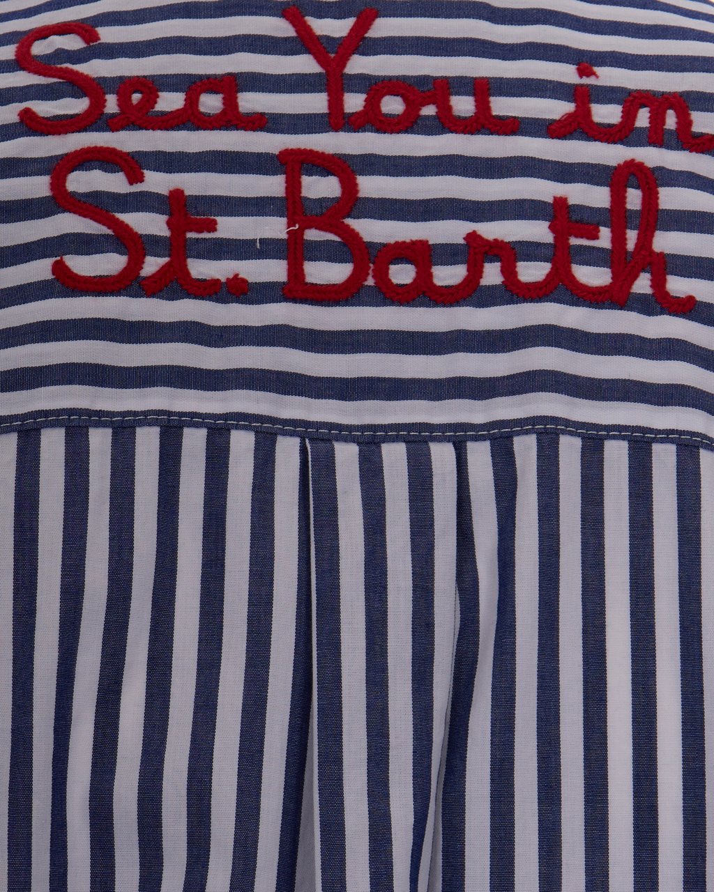 MC2 Saint Barth Shirts Cotton Stripes V See 61 Emb Navy