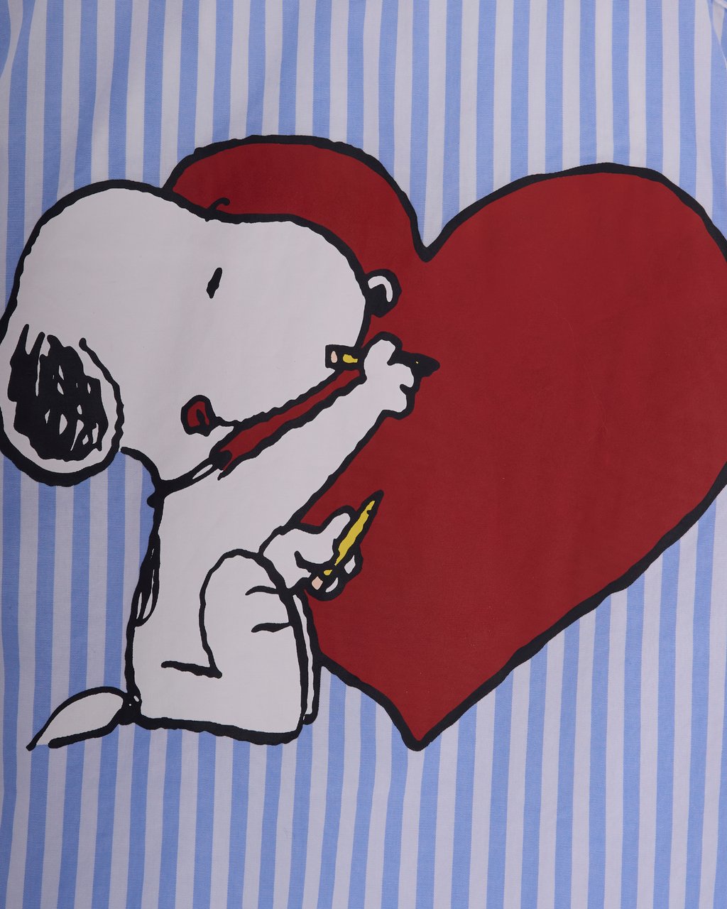 MC2 Saint Barth Shirts Cotton Stripes V Snoopy Amour Lichtblauw