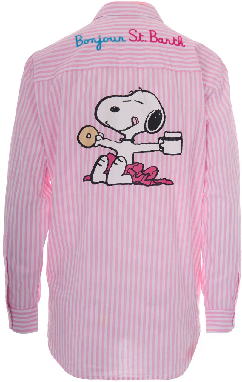 MC2 Saint Barth Shirts Cotton Stripes V Snoopy Bonjou Roze