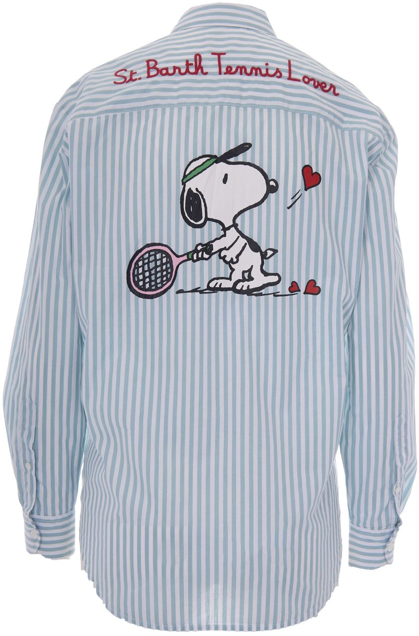 MC2 Saint Barth Shirts Cotton Stripes V Snoopy Tennis Lichtblauw