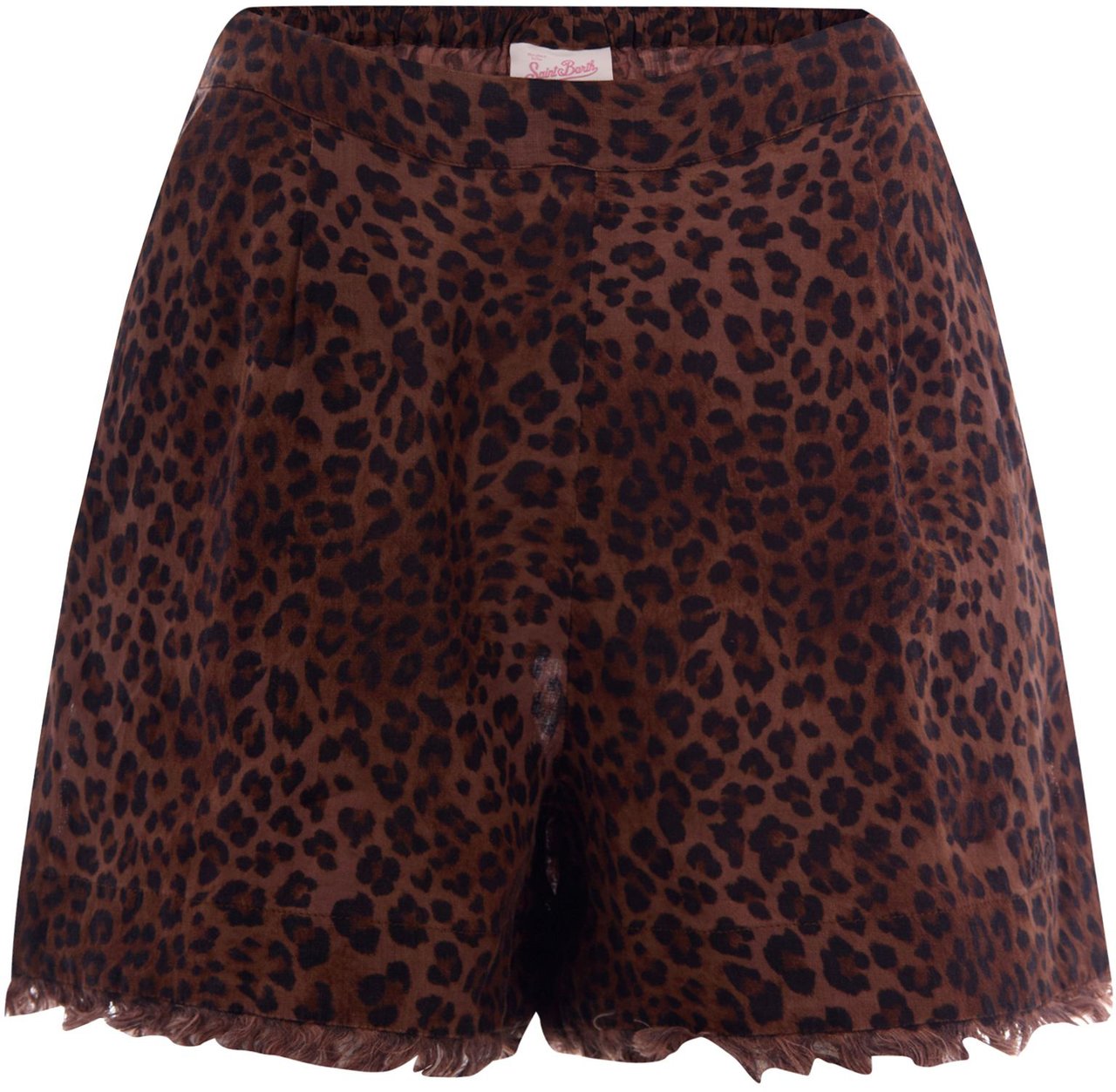 MC2 Saint Barth Shorts Linen Sand Leopard 19 Fringe Bruin