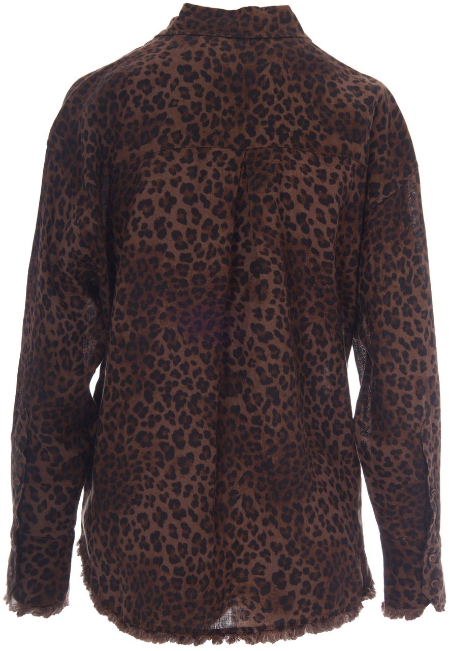 MC2 Saint Barth Shirts Linen Sand Leopard 19 Fringe Beige
