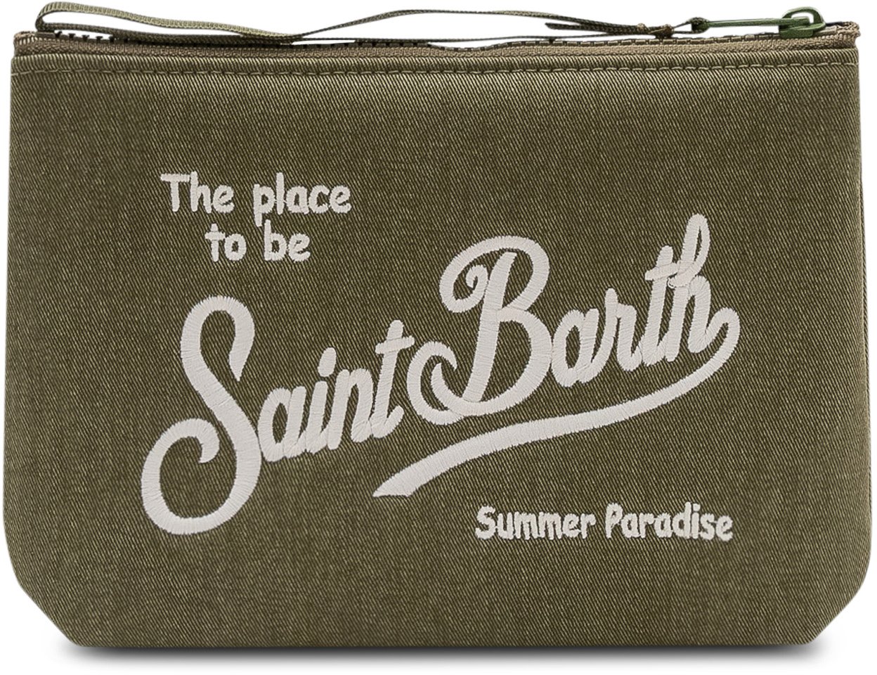 MC2 Saint Barth Pochette Aline con Chiusura a Zip e Logo Frontale Donkergroen