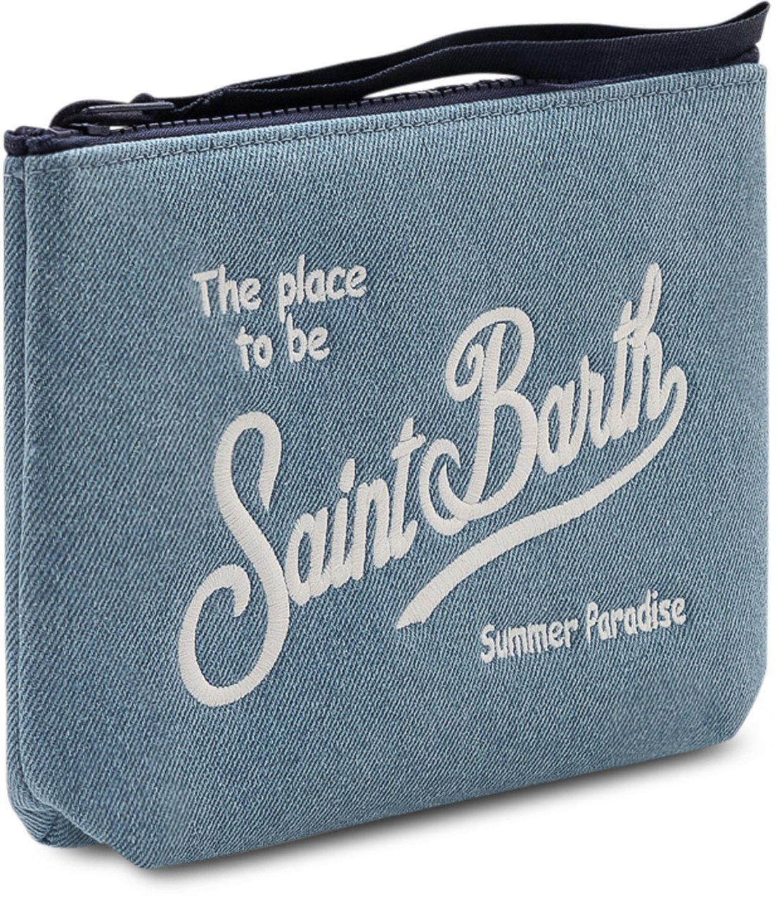 MC2 Saint Barth Pochette Aline con Chiusura a Zip e Logo Frontale Blauw