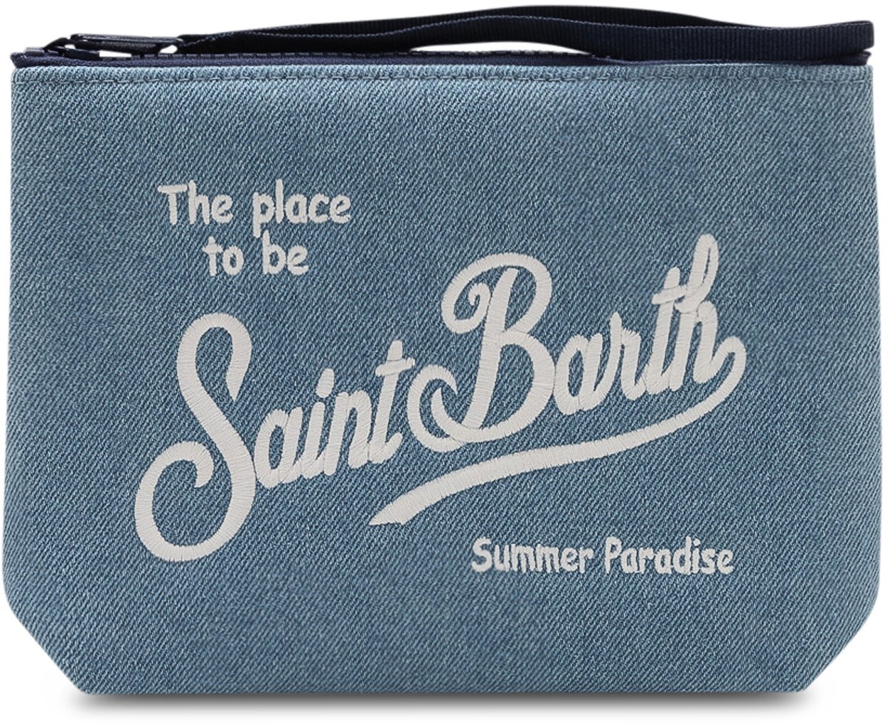 MC2 Saint Barth Pochette Aline con Chiusura a Zip e Logo Frontale Blauw