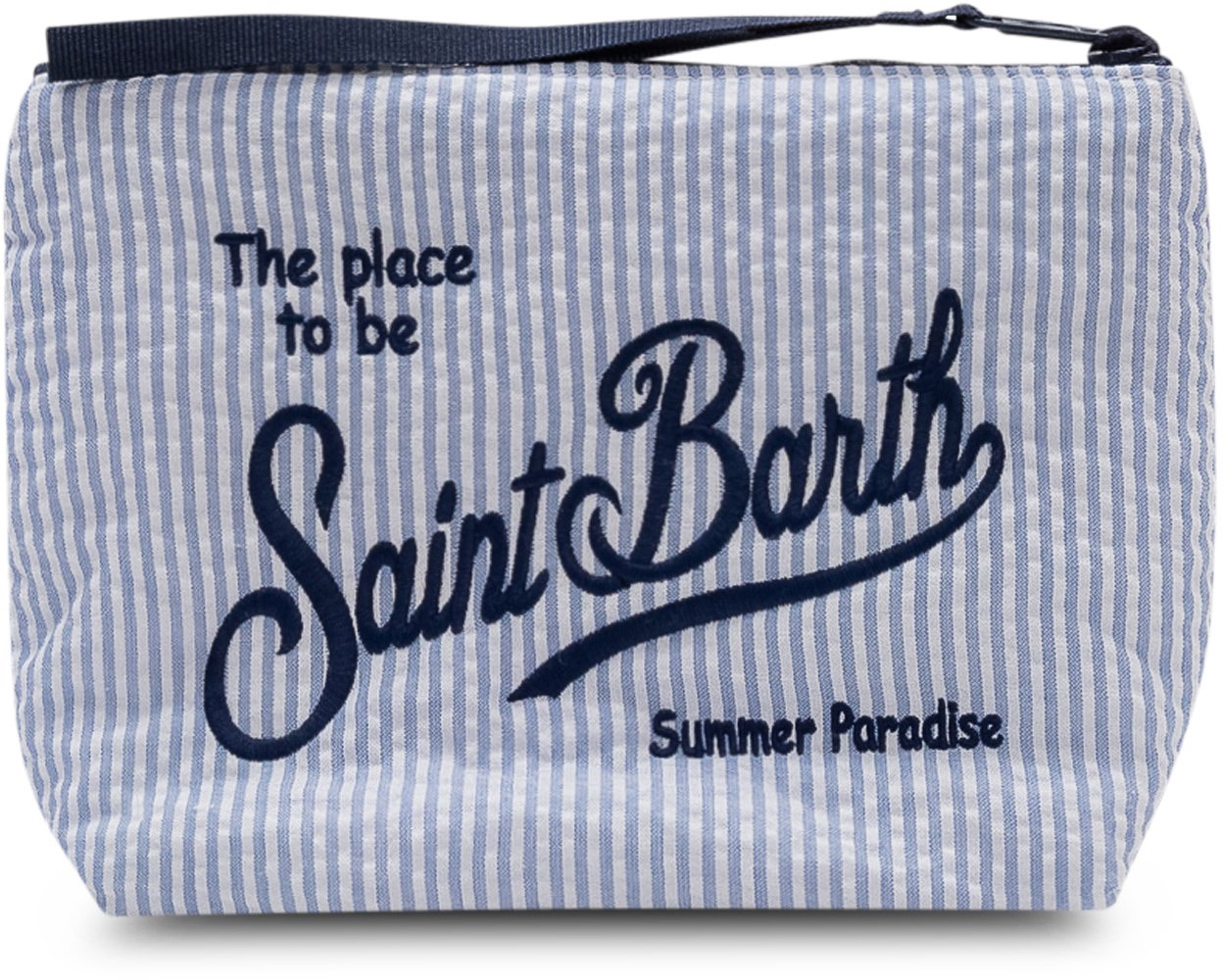 MC2 Saint Barth Pochette Aline con Chiusura a Zip e Logo Frontale Lichtblauw