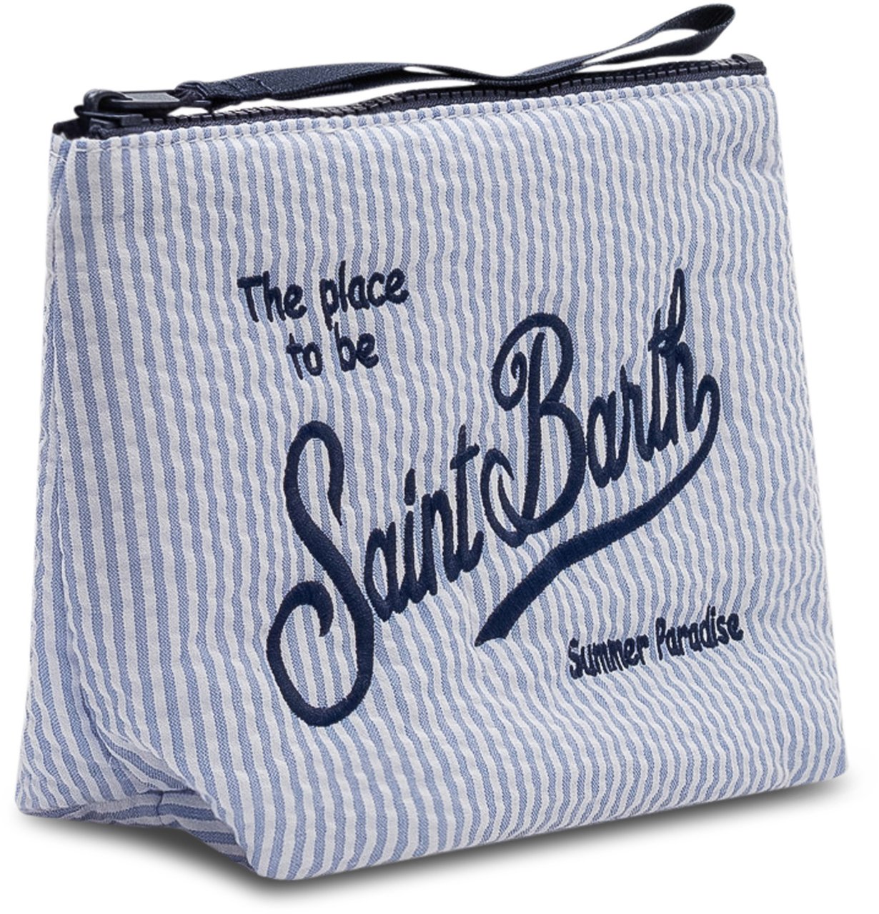 MC2 Saint Barth Pochette Aline con Chiusura a Zip e Logo Frontale Lichtblauw