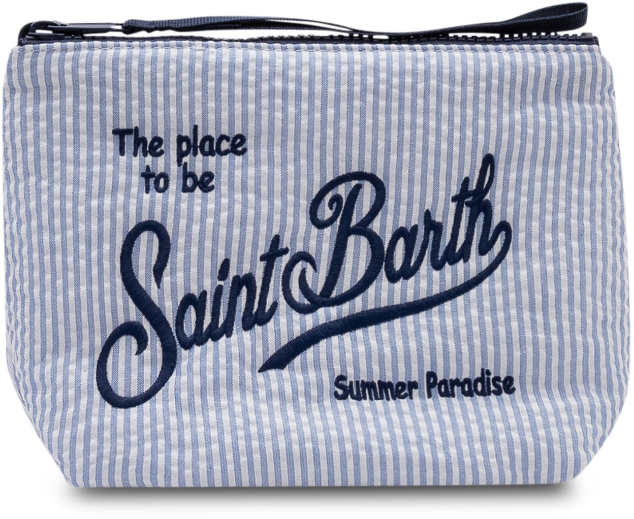 MC2 Saint Barth Pochette Aline con Chiusura a Zip e Logo Frontale Lichtblauw