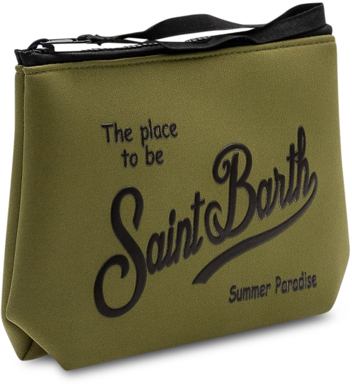 MC2 Saint Barth Pochette Aline con Chiusura a Zip e Logo Frontale Donkergroen