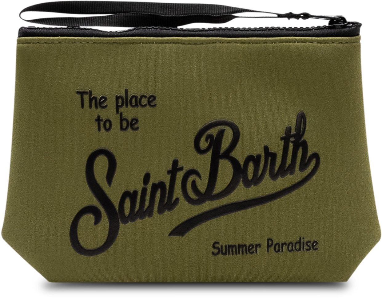 MC2 Saint Barth Pochette Aline con Chiusura a Zip e Logo Frontale Donkergroen