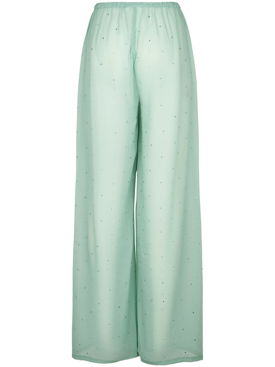 MC2 Saint Barth Flowing Wide-Leg Trousers in Lightweight Georgette Wit