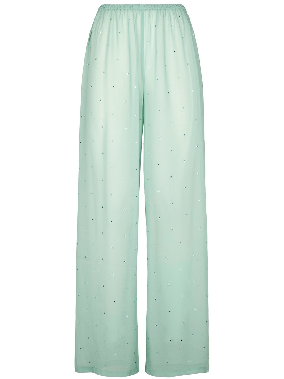MC2 Saint Barth Flowing Wide-Leg Trousers in Lightweight Georgette Wit