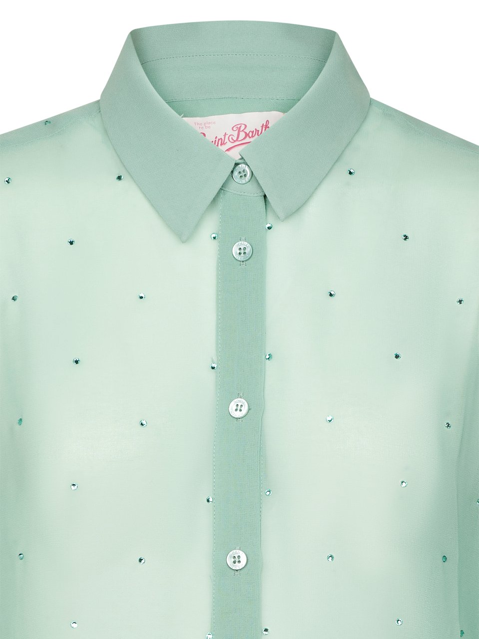 MC2 Saint Barth Sheer Georgette Shirt with Rhinestone Embellishments Wit