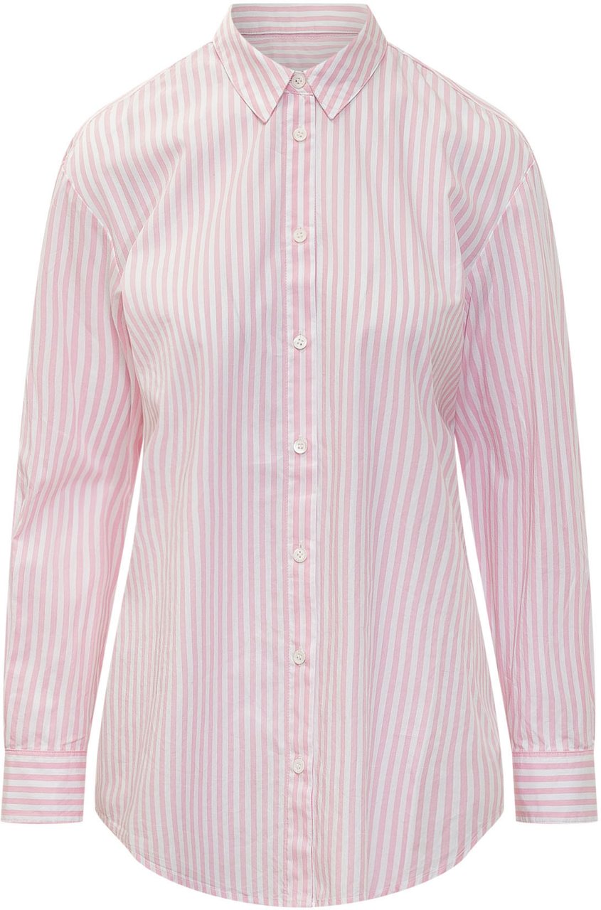 MC2 Saint Barth Camicia a Righe Rosa e Bianche Roze