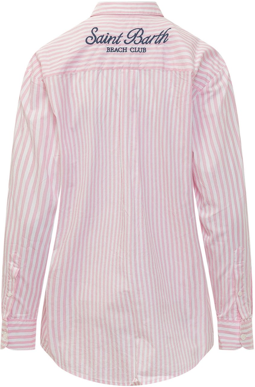 MC2 Saint Barth Camicia a Righe Rosa e Bianche Roze