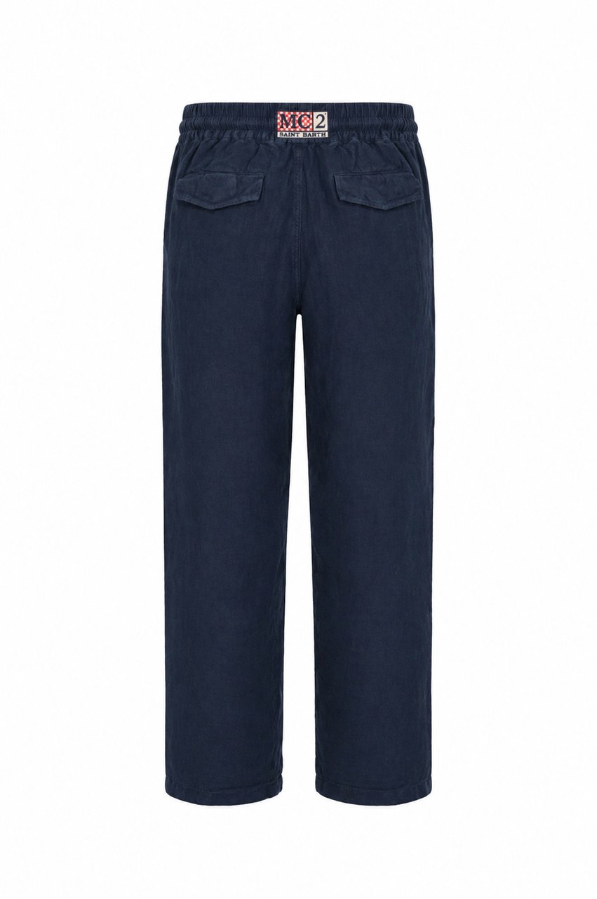 MC2 Saint Barth Trousers Linen 61 Blue Navy Navy