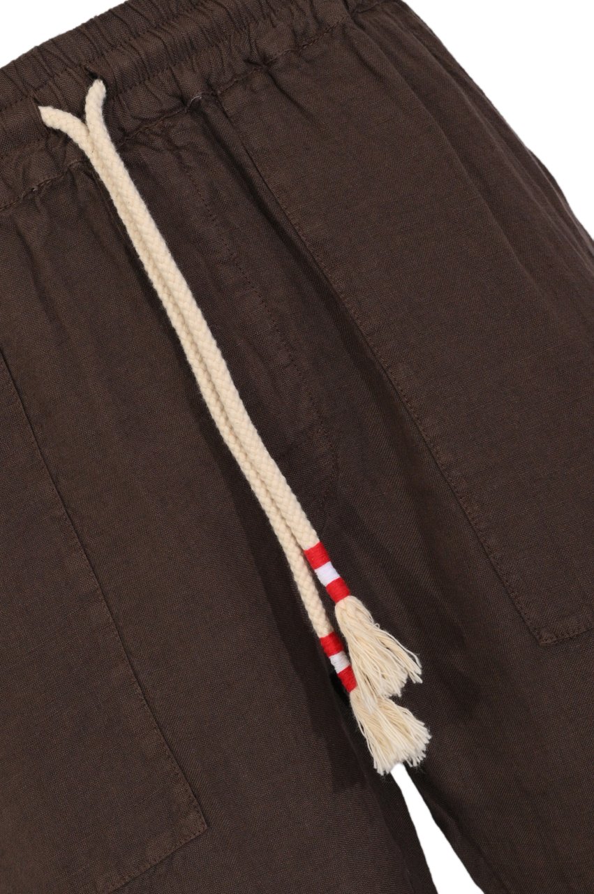 MC2 Saint Barth Trousers Linen 18H Dark Brown Bruin