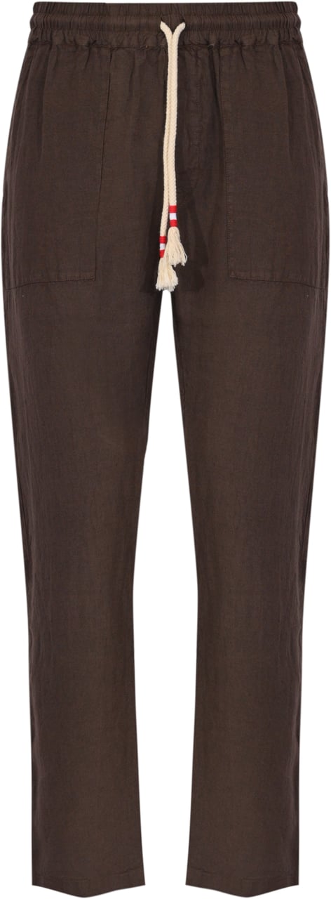 MC2 Saint Barth Trousers Linen 18H Dark Brown Bruin