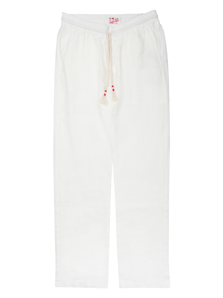 MC2 Saint Barth Relaxed Fit Linen Trousers With Adjustable Drawstring And Subtle Back Pockets Wit