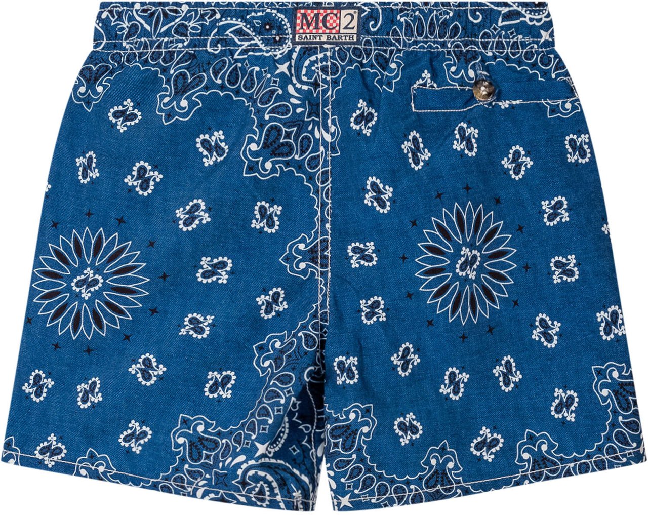 MC2 Saint Barth Costume Shorts con Stampa Paisley e Coulisse Blauw