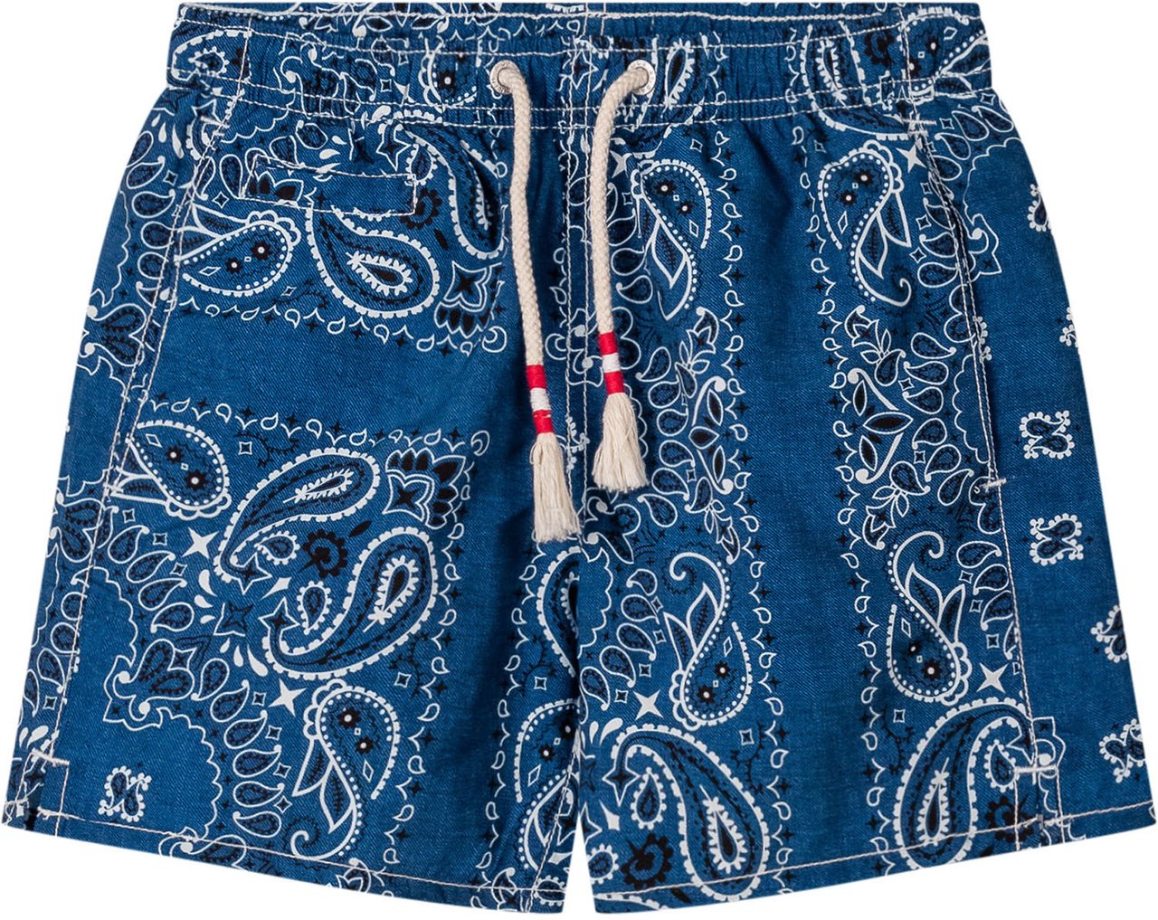 MC2 Saint Barth Costume Shorts con Stampa Paisley e Coulisse Blauw