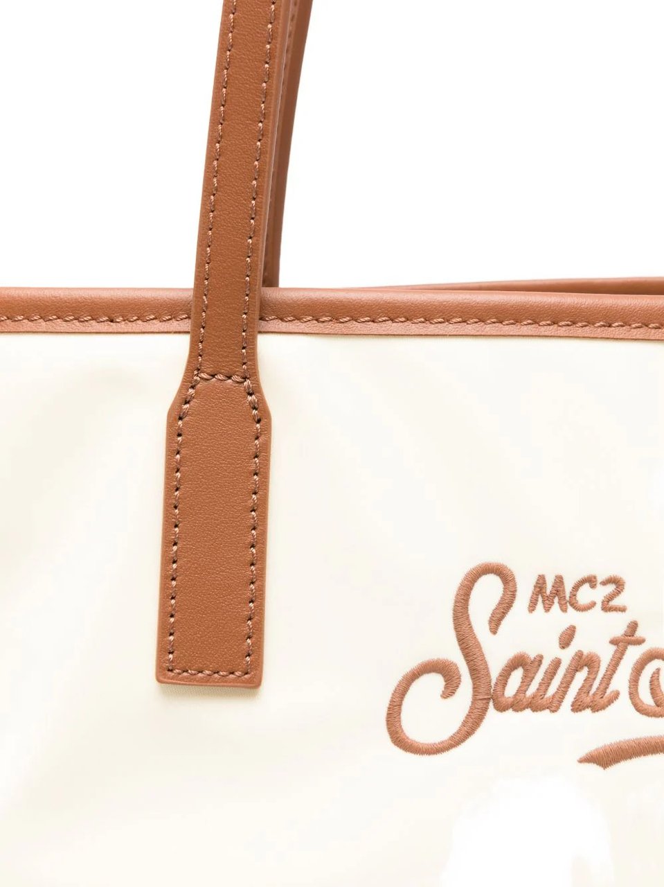MC2 Saint Barth Medium Ivory Nylon City Shoulder Bag with Leather Accents Neutraal