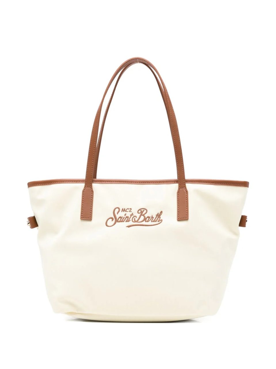 MC2 Saint Barth Medium Ivory Nylon City Shoulder Bag with Leather Accents Neutraal