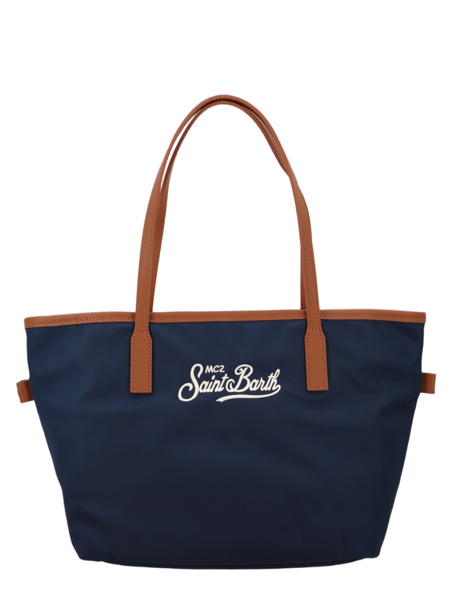 MC2 Saint Barth Medium Nylon Tote Bag with Cow Leather Trim Zwart