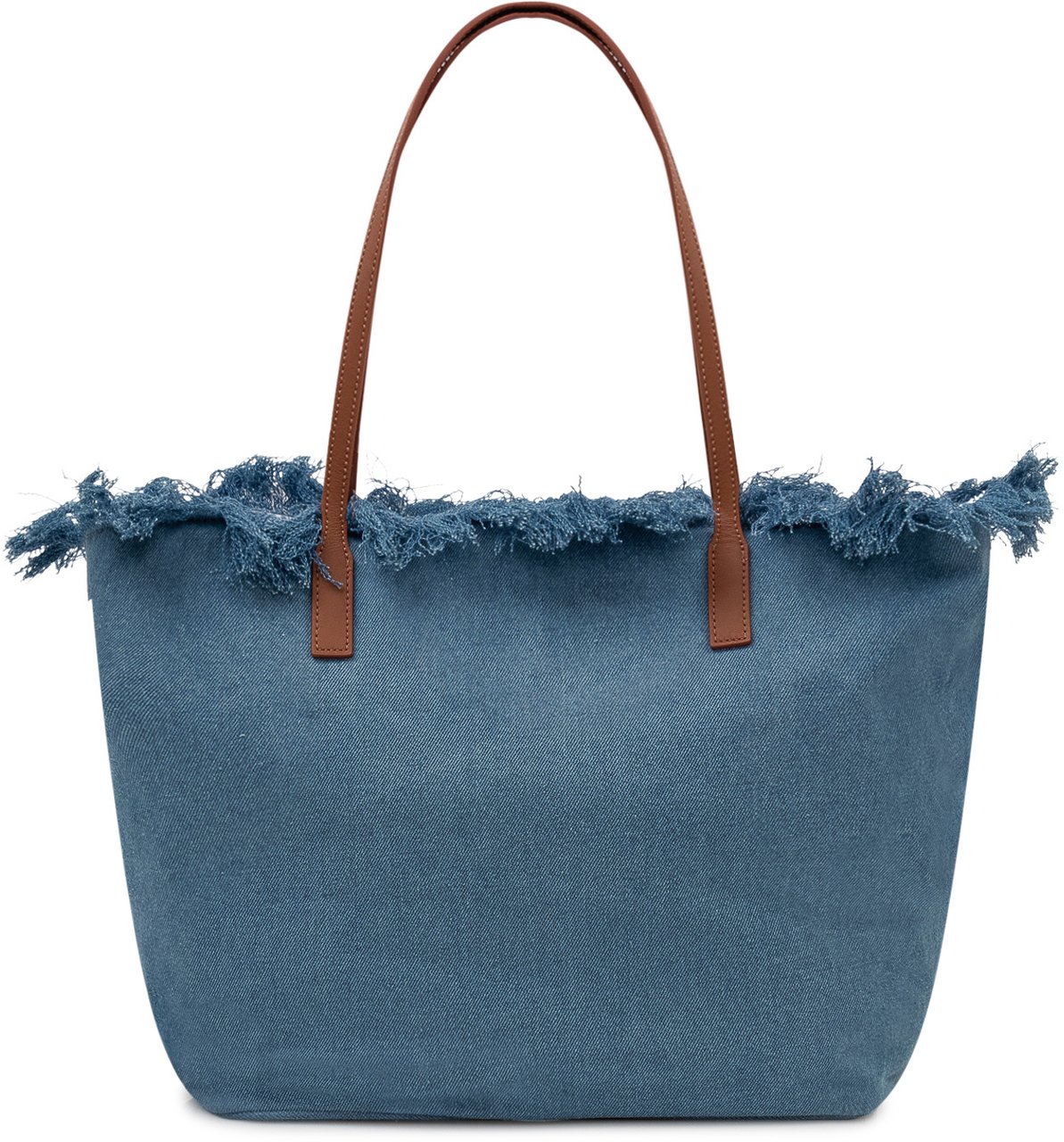 MC2 Saint Barth Borsa Tote City in Denim con Bordi Sfrangiati Blauw