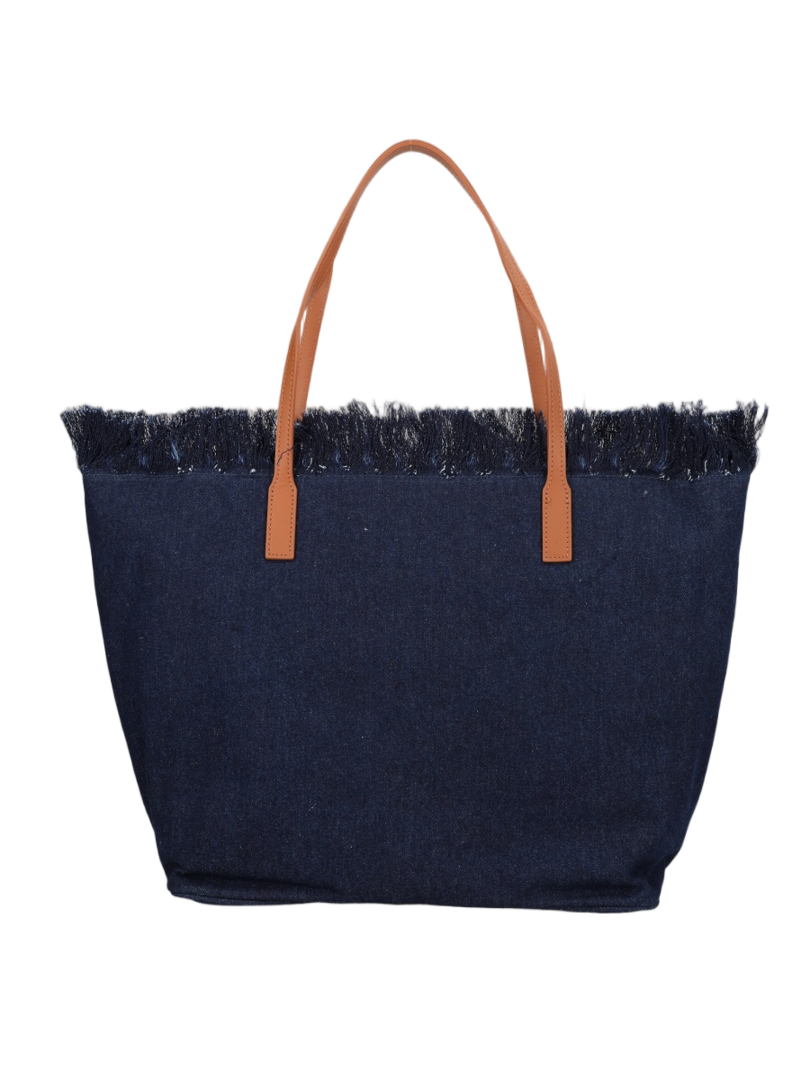 MC2 Saint Barth Deep Indigo Frayed Top Tote Bag Zwart