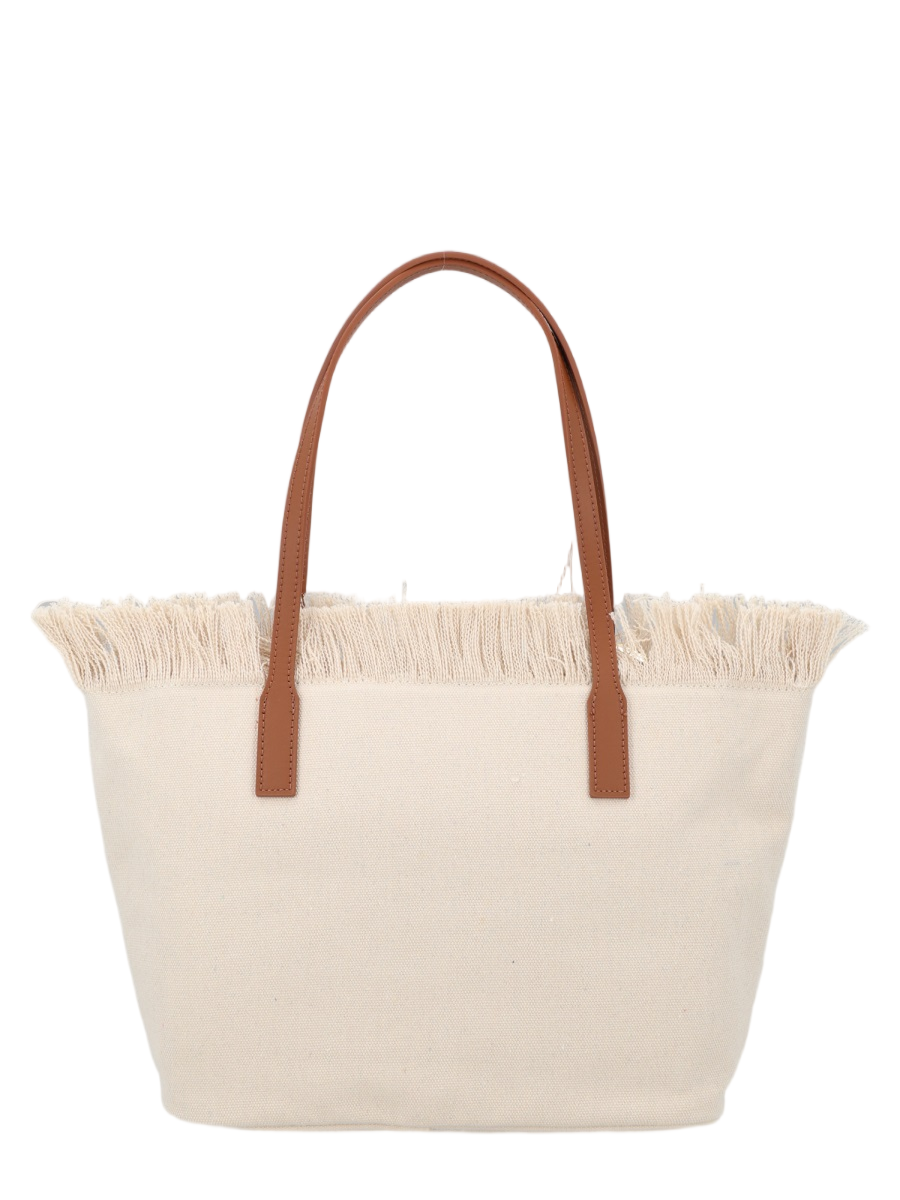 MC2 Saint Barth Natural City Medium Fringed Tote Bag Neutraal