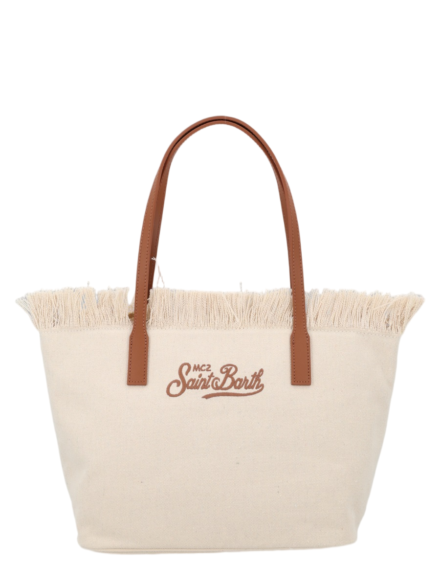 MC2 Saint Barth Natural City Medium Fringed Tote Bag Neutraal